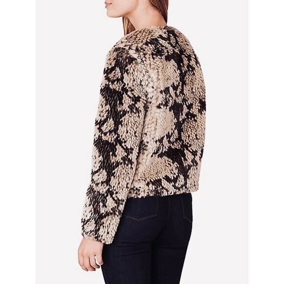 BB Dakota Snake Python Mobwife Faux Fur Vegan Short Jacket Coat Taupe Womens XL - Picture 10 of 14